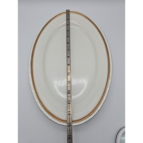 Rorstrand Sweden Oval Porcelain Platter #522 Gold Ribbon Pattern 15.25" x 10." - Picture 6 of 9